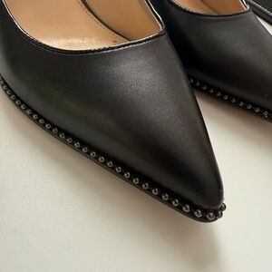 👠 COACH Black Studded Pointed Toe Leather High Heel Pumps Size 8